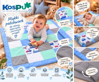 Patchwork dla niemowląt i dzieci - samochody - dwustronny