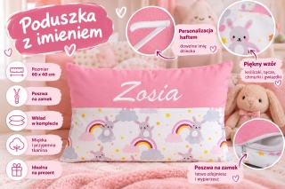 Poduszka z imieniem dla dziecka 60×40 cm – Zosia, personalizowana