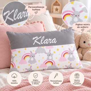 Poduszka z imieniem dla dziecka 60×40 cm – Klara, personalizowana